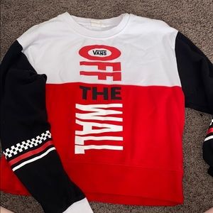 Vans Off the Wall Black, white and red crew neck
